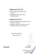 Colloques de la S.F.E.V.E.