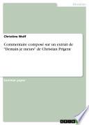Commentaire composé sur un extrait de Demain je meurs de Christian Prigent