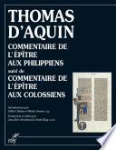 Commentaire de l'Épître aux Philippiens Suivi de commentaire de l'Épître aux Colossiens