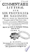 Commentaire littéral sur les proverbes de Salomon