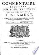Commentaire Litteral Sur Tous Les Livres De L'Ancien Et Du Nouveau Testament