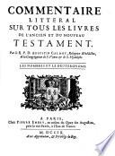 Commentaire littéral sur tous les livres de l'ancien et du nouveau testament: Les Nombres et le Deuteronome (1709)