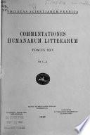 Commentationes humanarum litterarum