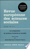 Comparaison en sciences humaines et sociales (la)