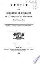 Compte des recettes et dépenses de la Société de la providence