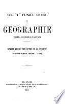 Compte-rendu des actes de la Société Royale Belge de Géographie