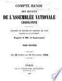 Compte rendu des séances de l'Assemblée nationale