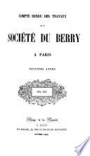 Compte rendu des travaux de la Société du Berry à Paris