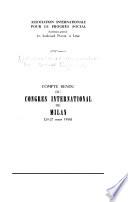 Compte-rendu du Congrès international de Milan. (24-27 mars 1956).