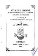 Compte rendu sur les institutions de l'alliance Israélite Universelle a Salonique pendant l'année scolaire 1887