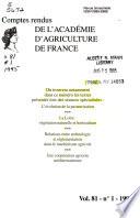 Comptes rendus de l'Académie d'agriculture de France