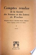 Comptes rendus de la Société des sciences et des lettres de Wroclaw