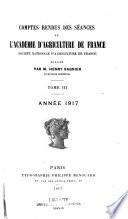 Comptes rendus des séances de l'Académie d'Agriculture de France
