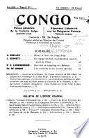 Congo; revue générale de la colonie belge, algemeen tijdschrift van de belgische kolonie