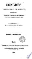 Congrès historique européen, discours et compte-rendu des séances
