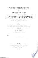 Congrès international de l'enseignement des langue vivantes tenu à Paris du 24 au 28 juillet 1900