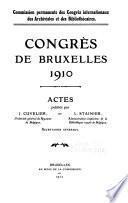 Congrès international des archivistes et des bibliothécaries, Brussels, 1910
