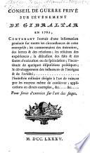 Conseil de guerre privé sur l'événement de Gibraltar en 1782, etc