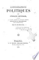 Considérations politiques sur l'époque actuelle