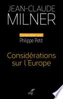 Considérations sur l'Europe