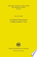 Constituent Postponement in Biblical Hebrew Verse