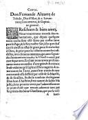 Copie. Don Fernande Alvarez de Toledo, duc d'Alve ... Nous vous tenons records des exhortations ...
