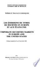 Corporate securities markets in Europe and the United States