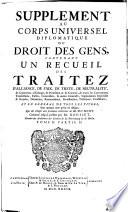 Corps Universel Diplomatique Du Droit Des Gens