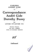 Correspondance André Gide-Dorothy Bussy