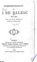 Correspondance de H. de Balzac, 1819-1850
