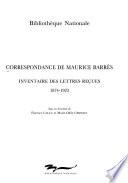 Correspondance de Maurice Barrès