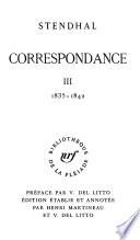 Correspondance [de] Stendhal [pseud.]: 1835-1842