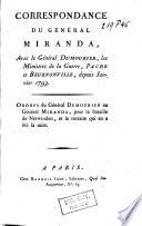 Correspondance du général Miranda avec le général Dumourier