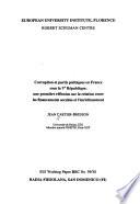Corruption et partis politiques en France sous la V République