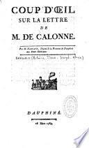 Coup d'oeil sur la lettre de M. de Calonne