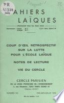 Coup d'œil rétrospectif sur la lutte pour l'école laïque