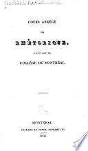 Cours abrégé de rhétorique à l'usage du Collége de Montréal