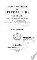 Cours analytique de littérature générale tel qu'il a été professé a l'Athénée de Paris