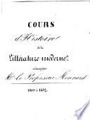 Cours d'histoire de la littérature moderne