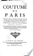 Coustume de Paris, par Pierre Lemaistre