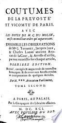 Coûtumes de la prevosté et vicomtẃe de Paris
