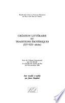 Création littéraire et traditions ésotériques