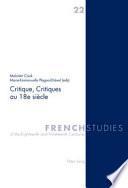 Critique, critiques au 18e siècle