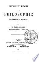 Critique et histoire de la philosophie fragmetns et discours