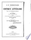 Critique litteraire sous le Premier Empire J. F. Boissonade