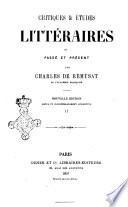 Critiques & études littéraires ou Passé et présent par Charles De Rémusat de l'Académie française