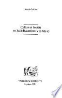 Culture et société en Italie byzantine (VIe-XIe s.)