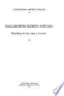Dall'Archivio segreto vaticano