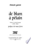 De Blum à Pétain