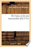 De l'Ame, et de Son Immortalite